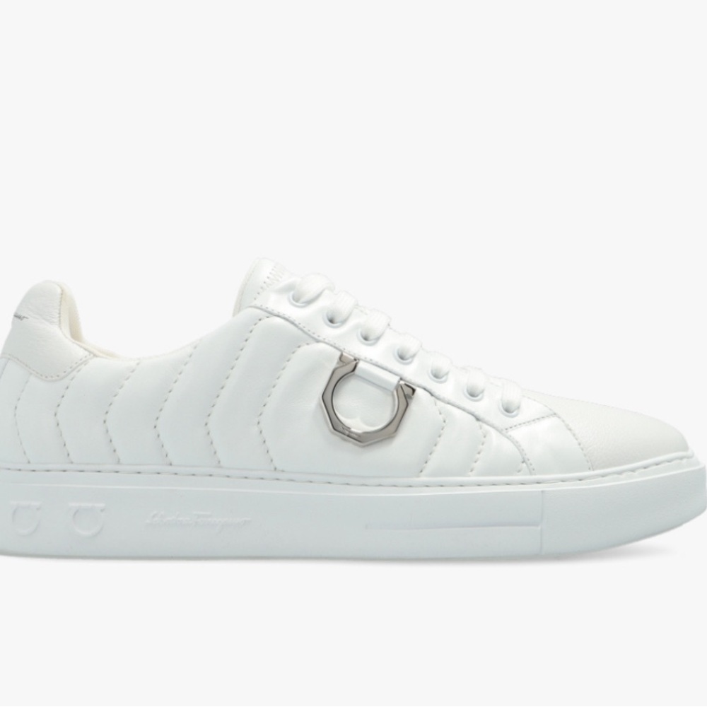 Salvatore Ferragamo men’s Quilted White Sneakers 12 m